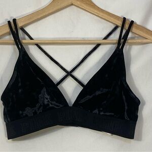 PINK Victoria's Secret Emerald Green Velvet Strappy Bralette